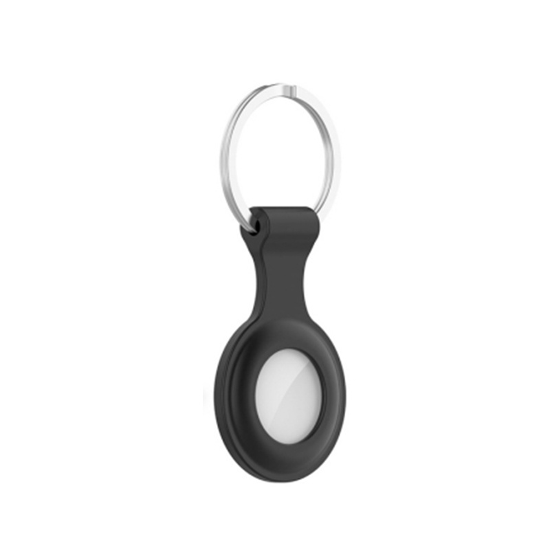 Icon Siliconen Hoesje met Sleutelhanger voor Apple AirTag - Cover met Sleutelhanger-ring - Zwart Top Merken Winkel